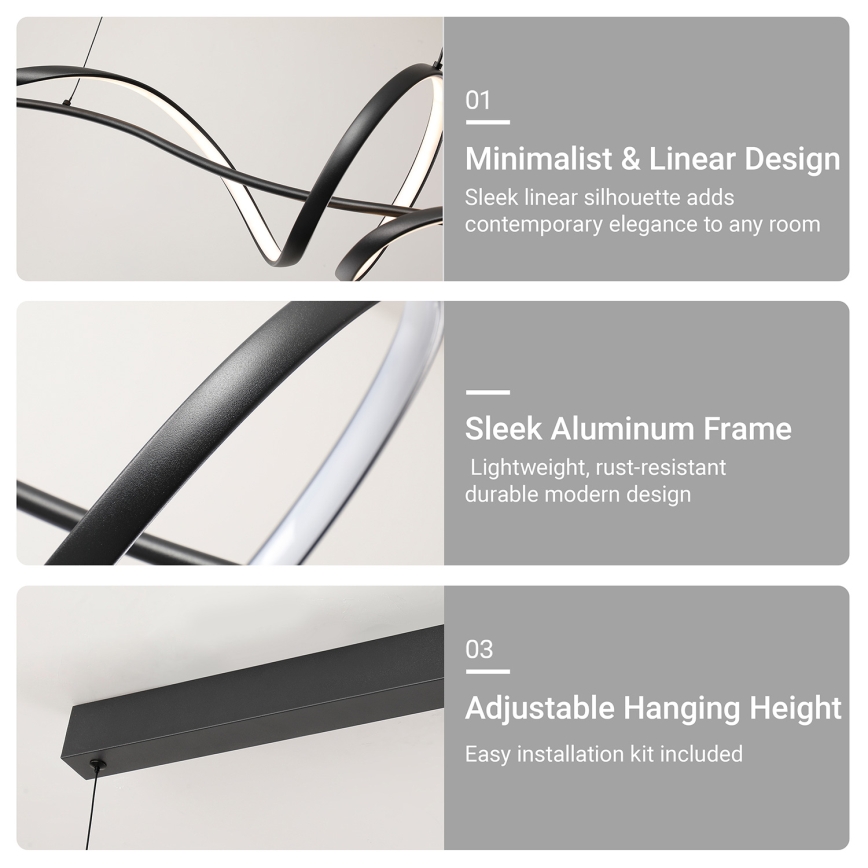 Brilagi - LED диммируемая подвесная люстра на тросе SIGNATURE LED/55W/230V 3000-6000K 120x23 см, черная + пульт дистанционного управления