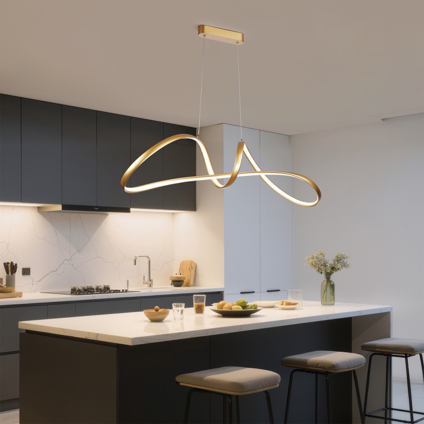 Brilagi - диммируемая LED-люстра на тросовом подвесе TWISTER LED/60W/230V 3000-6000K золотая + пульт дистанционного управления