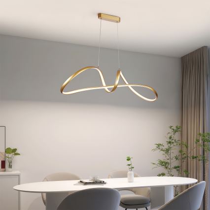 Brilagi - диммируемая LED-люстра на тросовом подвесе TWISTER LED/60W/230V 3000-6000K золотая + пульт дистанционного управления