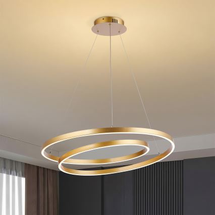 Brilagi - LED диммируемая люстра на тросе TWISTER LED/75W/230V 3000-6000K диаметр 70 см золотая + пульт дистанционного управления