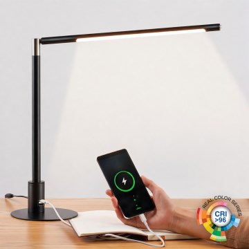 BRILAGI - LED диммируемая настольная лампа с USB-портами VARIO LED/7W/230V 3000-6500K CRI 96 černá