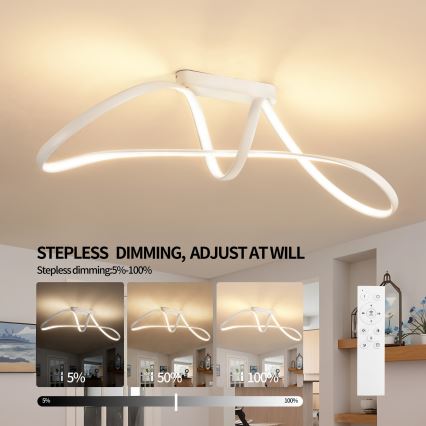 Brilagi - Диммируемая накладная люстра TWISTER LED/60 Вт/230 В 3000–6000 К белая + пульт дистанционного управления