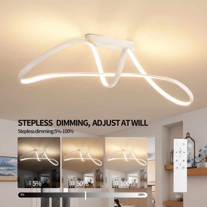Brilagi - Диммируемая накладная люстра TWISTER LED/60 Вт/230 В 3000–6000 К белая + пульт дистанционного управления