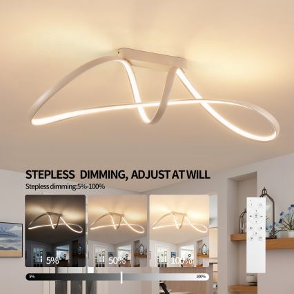 Brilagi - Диммируемый накладной светильник TWISTER LED/60W/230V 3000-6000K бежевый + пульт дистанционного управления