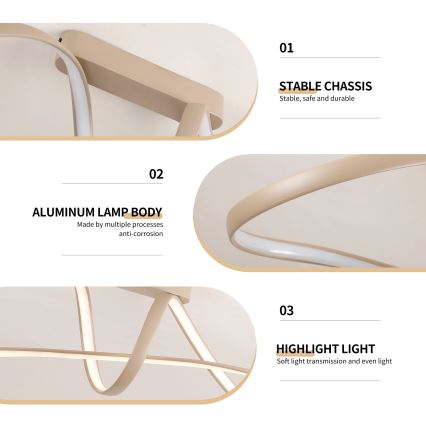Brilagi - Диммируемый накладной светильник TWISTER LED/60W/230V 3000-6000K бежевый + пульт дистанционного управления