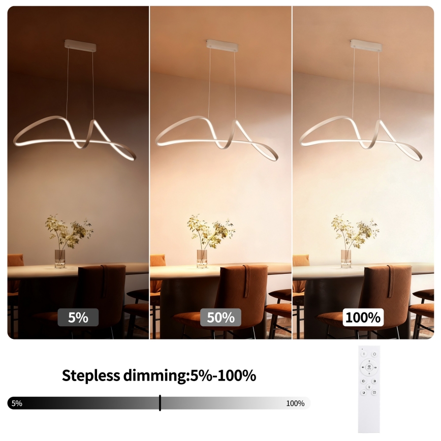Brilagi - Светодиодная диммируемая подвесная люстра на тросе TWISTER LED/60W/230V 3000-6000K бежевая + дистанционное управление