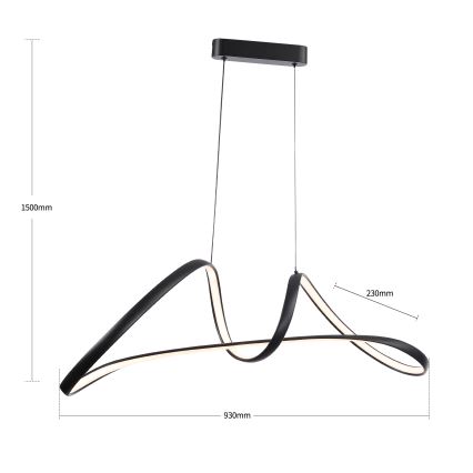 Brilagi - Диммируемая подвесная люстра на тросе TWISTER LED/60W/230V 3000-6000K черная + пульт дистанционного управления