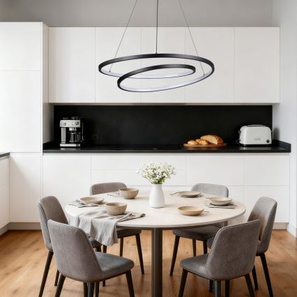 Brilagi - Диммируемая LED-подвесная люстра на тросе TWISTER LED/75W/230V 3000-6000K диаметр 70 cm чёрная + дистанционный пульт