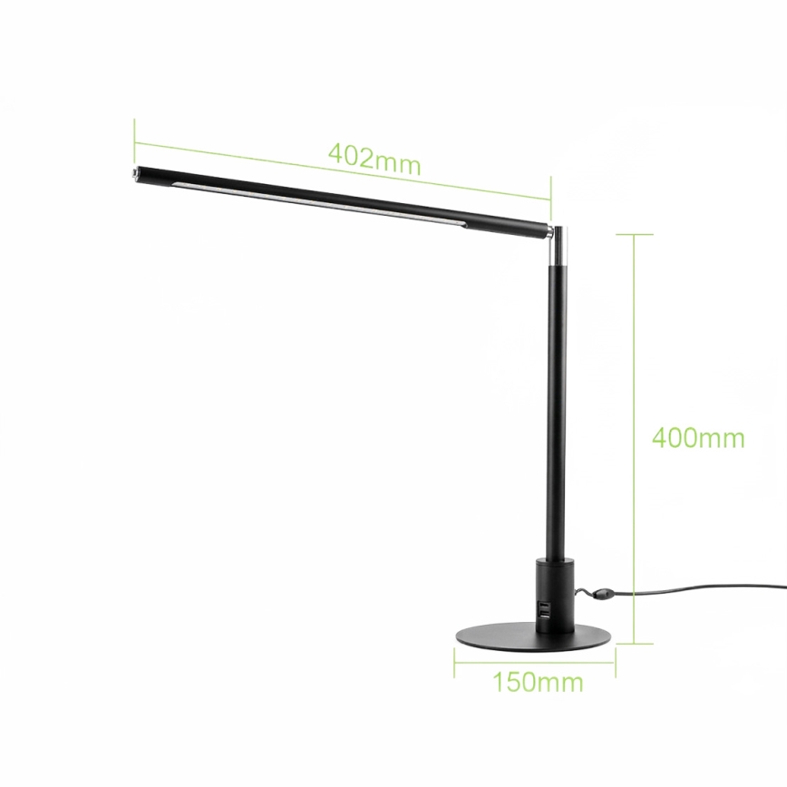 Brilagi - диммируемая сенсорная светодиодная настольная лампа с USB-портами VARIO LED/7W/230V 3000-6500K CRI 96 чёрная
