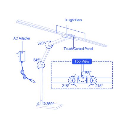 Brilagi - диммируемая сенсорная светодиодная настольная лампа VARIO LED/24W/230V 3000-6500K CRI 92 чёрная