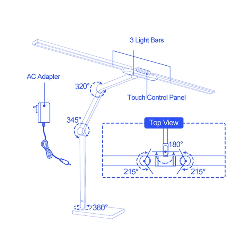Brilagi - диммируемая сенсорная светодиодная настольная лампа VARIO LED/24W/230V 3000-6500K CRI 92 чёрная