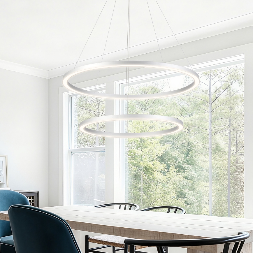 Brilagi - Диммируемая подвесная люстра на тросе PORTOFINO LED/98W/230V 3000-6000K Ø 80 см серебристая + пульт дистанционного управления