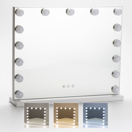 BRILAGI - LED Диммируемое зеркало для макияжа HOLLYWOOD LED/15W/230V CCT + USB белое
