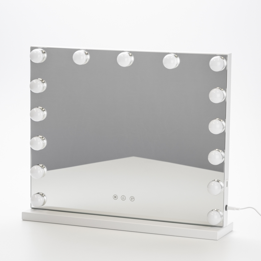 BRILAGI - LED Диммируемое зеркало для макияжа HOLLYWOOD LED/15W/230V CCT + USB белое