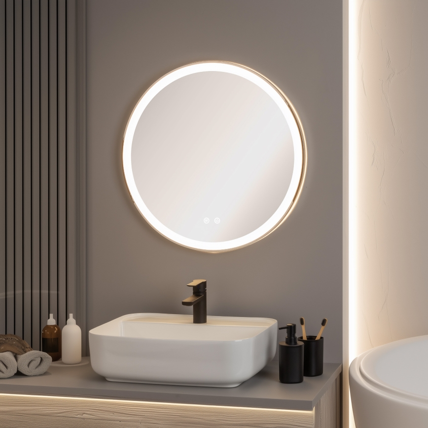 Brilagi - LED-диммируемое зеркало для ванной с подогревом и подсветкой ALU PRO LED/18W/230V Ø 60 см 3000/4000/6500K IP44 глянцевый хром CRI 90