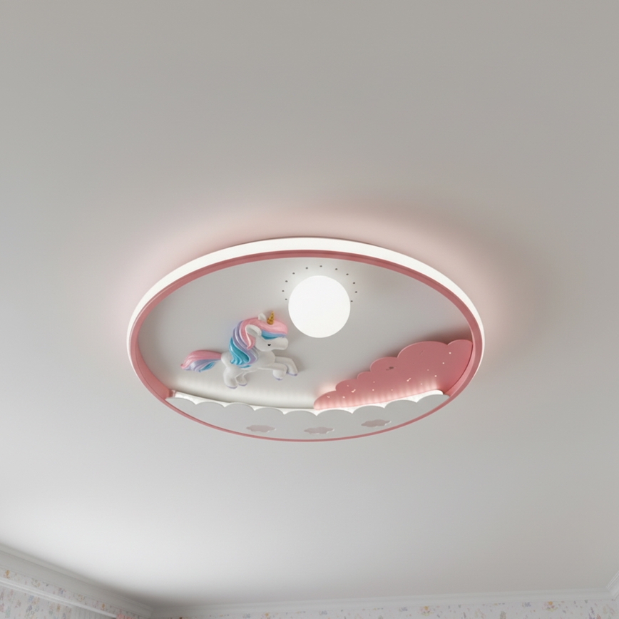 Brilagi - Диммируемый LED потолочный светильник для детской UNICORN, 68 Вт/230 В, 3000–6000 К, диаметр 49 см + пульт дистанционного управления