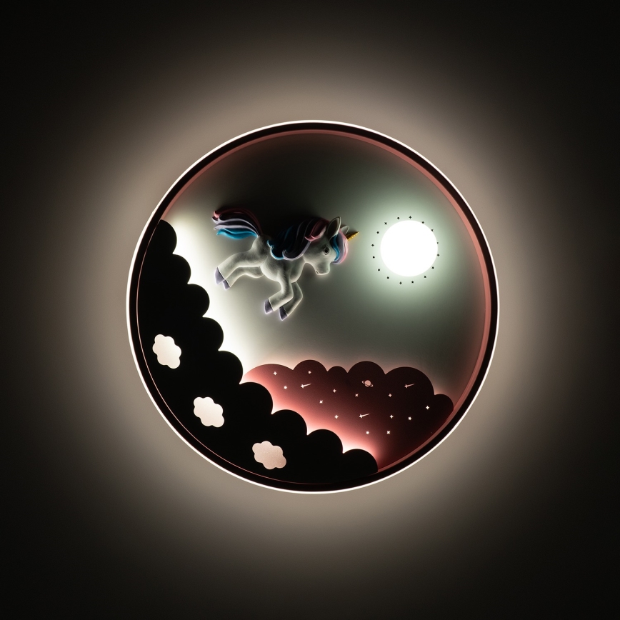 Brilagi - Диммируемый LED потолочный светильник для детской UNICORN, 68 Вт/230 В, 3000–6000 К, диаметр 49 см + пульт дистанционного управления