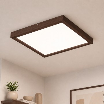BRILAGI - LED диммируемый потолочный светильник для ванной комнаты WOODY FRAME LED/50W/230V дуб/орех 60x60 см 3000-6000K IP44 + дистанционное управление
