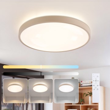 Brilagi - LED диммируемый потолочный светильник GLASS POOL DOUBLE LED/60W/230V 3000-6000K 50 см бежевый + пульт дистанционного управления