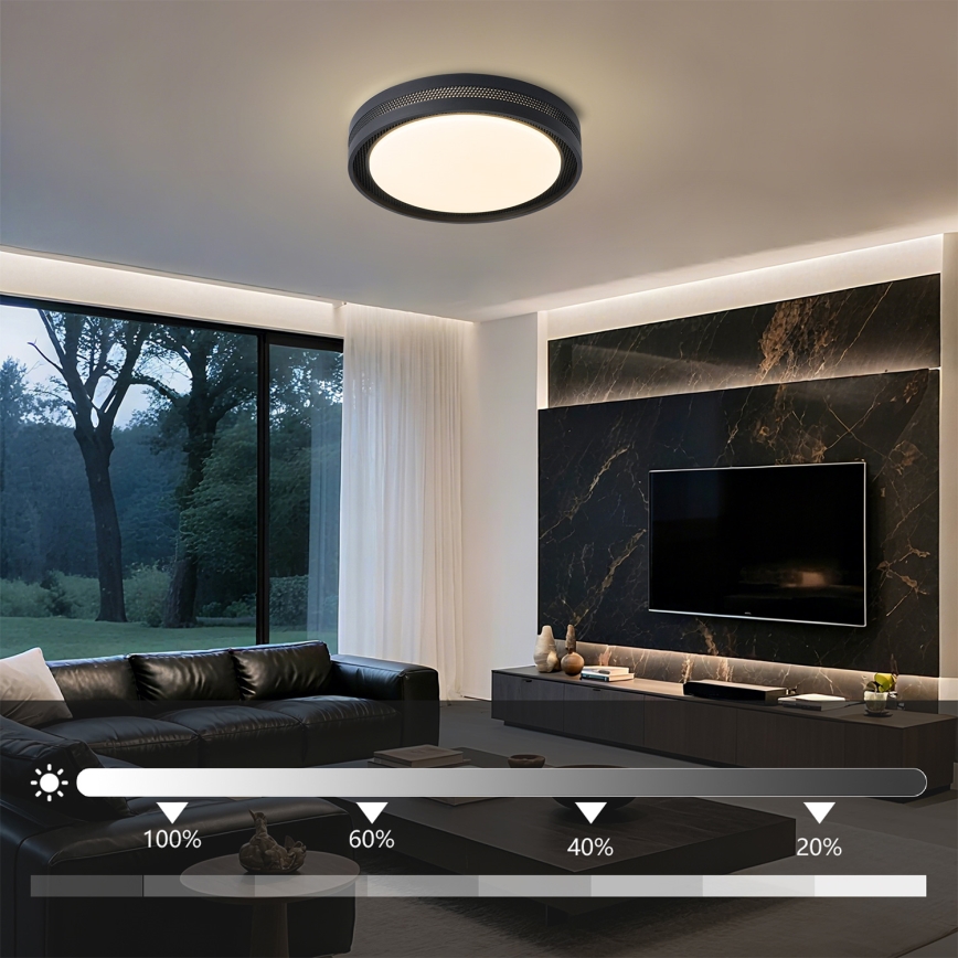 Brilagi - диммируемый потолочный светильник KREON LED, 54 Вт, 230 В, 3000–6000 К, черный, диаметр 38 см, с пультом дистанционного управления