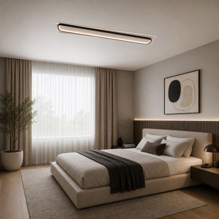 BRILAGI - диммируемый светодиодный потолочный светильник OUTLINE LED/90W/230V 3000-6000K 18x100 см белый/черный + пульт дистанционного управления