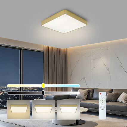 Brilagi - Диммируемый потолочный светильник LED POOL LED/48W/230V 3000-6000K 50x50 cm золотой + пульт дистанционного управления