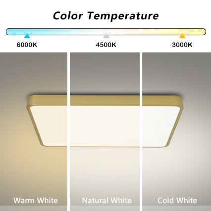 Brilagi - Диммируемый потолочный светильник LED POOL LED/48W/230V 3000-6000K 50x50 cm золотой + пульт дистанционного управления