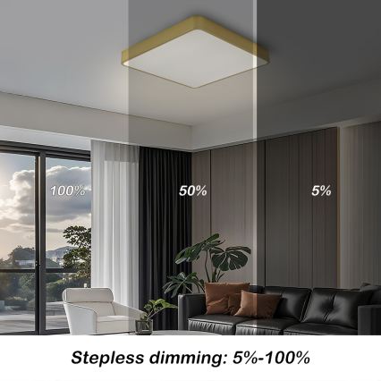 Brilagi - Диммируемый потолочный светильник LED POOL LED/48W/230V 3000-6000K 50x50 cm золотой + пульт дистанционного управления