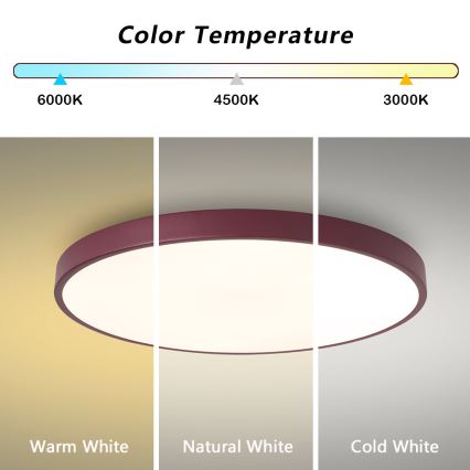 Brilagi - Светодиодный диммируемый потолочный светильник POOL LED/60W/230V 3000-6000K диаметр 60 см бордовый + пульт дистанционного управления