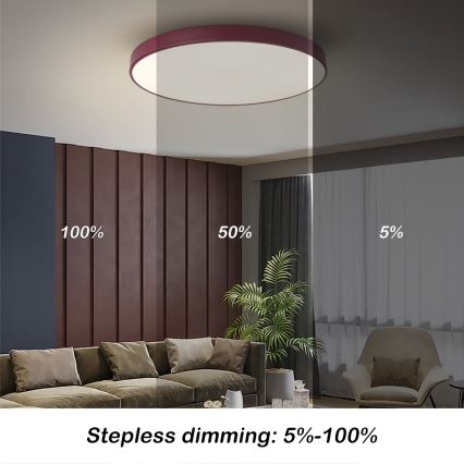 Brilagi - Светодиодный диммируемый потолочный светильник POOL LED/60W/230V 3000-6000K диаметр 60 см бордовый + пульт дистанционного управления