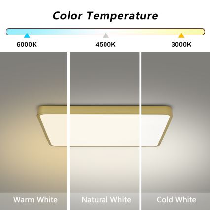 BRILAGI - диммируемый светодиодный потолочный светильник POOL SQUARE LED/36W/230V 3000-6000K 40x40 см золотой + пульт дистанционного управления