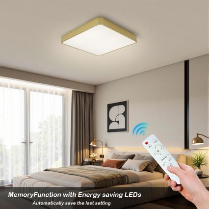 BRILAGI - Диммируемый потолочный светильник LED POOL SQUARE LED/48W/230V 3000-6000K 50x50 cm золотой + пульт дистанционного управления