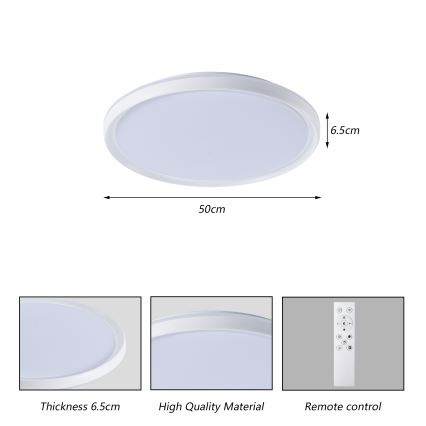Brilagi - Диммируемый светодиодный потолочный светильник RIVO LED/72W/230V 3000-6000K, белый, диаметр 50 см + пульт дистанционного управления