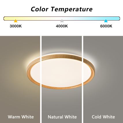 Brilagi - диммируемый потолочный светильник RIVO LED/72W/230V 3000-6000K, декор под дерево, диаметр 50 см + пульт ДУ