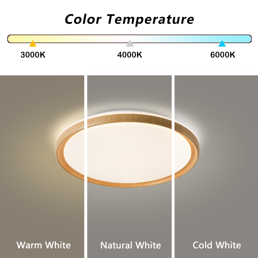 Brilagi - диммируемый потолочный светильник RIVO LED/72W/230V 3000-6000K, декор под дерево, диаметр 50 см + пульт ДУ