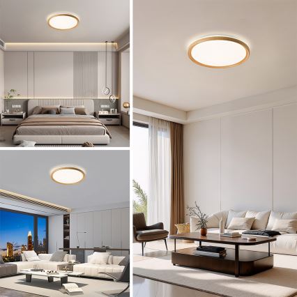 Brilagi - диммируемый потолочный светильник RIVO LED/72W/230V 3000-6000K, декор под дерево, диаметр 50 см + пульт ДУ