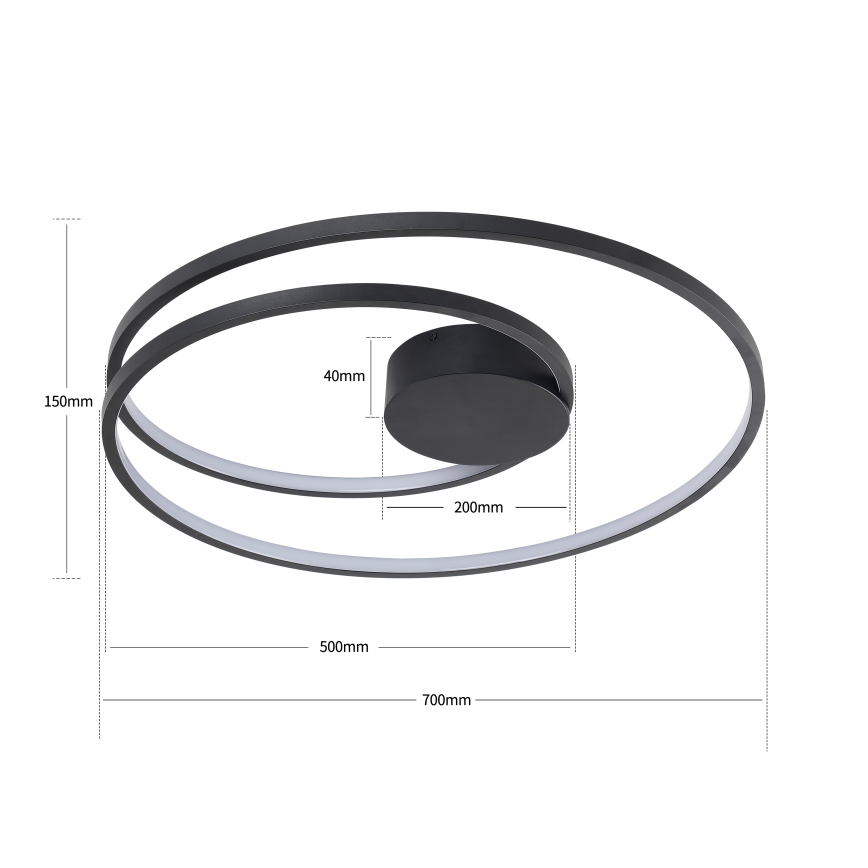 Brilagi - Диммируемый светодиодный потолочный светильник TWISTER LED/75W/230V 3000-6000K, диаметр 70 cm, чёрный, с пультом дистанционного управления