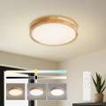 BRILAGI - LED диммируемый потолочный светильник WOODLINE, 48 Вт / 230 В, 3000–6000 К, дуб, Ø 40 см + пульт дистанционного управления
