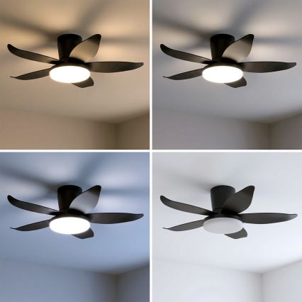 Brilagi - Диммируемый потолочный вентилятор с LED-подсветкой, 32 Вт, 230 В, 3000–6500 К, Ø 95 см, чёрный + дистанционный пульт