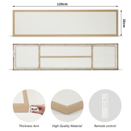 Brilagi - диммируемый светодиодный потолочный светильник для ванной FRAME SMART LED/50W/230V 120x30 см 3000-6000K IP44 бежевый + пульт дистанционного управления
