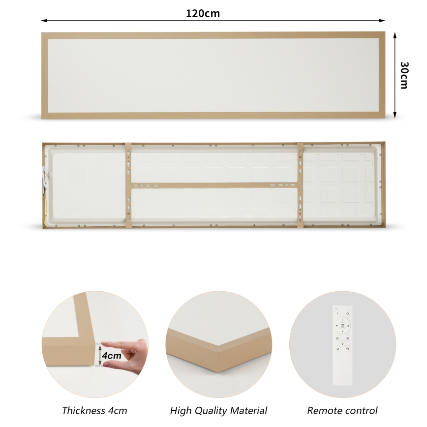 Brilagi - диммируемый светодиодный потолочный светильник для ванной FRAME SMART LED/50W/230V 120x30 см 3000-6000K IP44 бежевый + пульт дистанционного управления