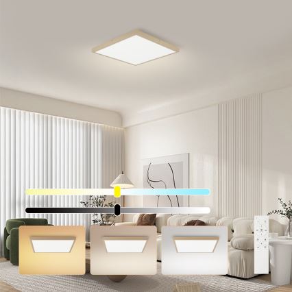 Brilagi - диммируемый потолочный светильник для ванной FRAME SMART LED, 50 Вт, 230 В, 60×60 см, 3000–6000 К, IP44, бежевый + пульт дистанционного управления