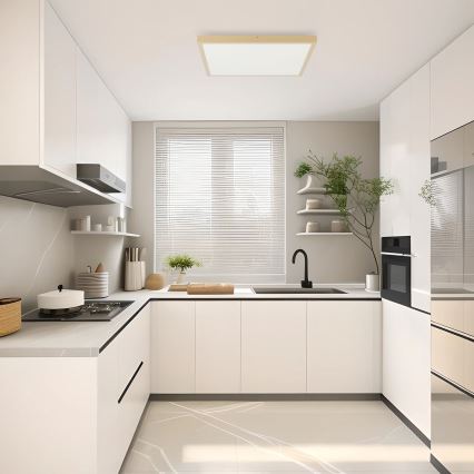 Brilagi - диммируемый потолочный светильник для ванной FRAME SMART LED, 50 Вт, 230 В, 60×60 см, 3000–6000 К, IP44, бежевый + пульт дистанционного управления