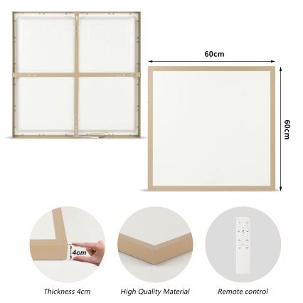 Brilagi - диммируемый потолочный светильник для ванной FRAME SMART LED, 50 Вт, 230 В, 60×60 см, 3000–6000 К, IP44, бежевый + пульт дистанционного управления