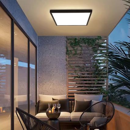 Brilagi - LED диммируемый потолочный светильник для ванной комнаты FRAME SMART LED/50W/230V 60x60 см 3000-6000K IP44 черный + пульт дистанционного управления