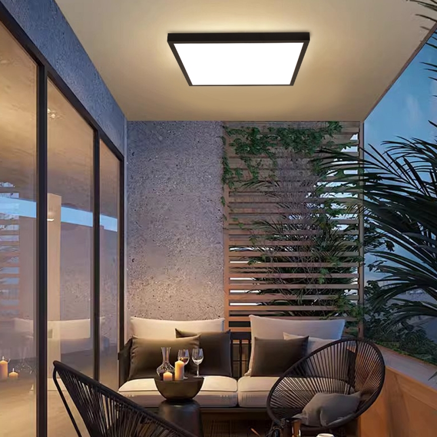 Brilagi - LED диммируемый потолочный светильник для ванной комнаты FRAME SMART LED/50W/230V 60x60 см 3000-6000K IP44 черный + пульт дистанционного управления