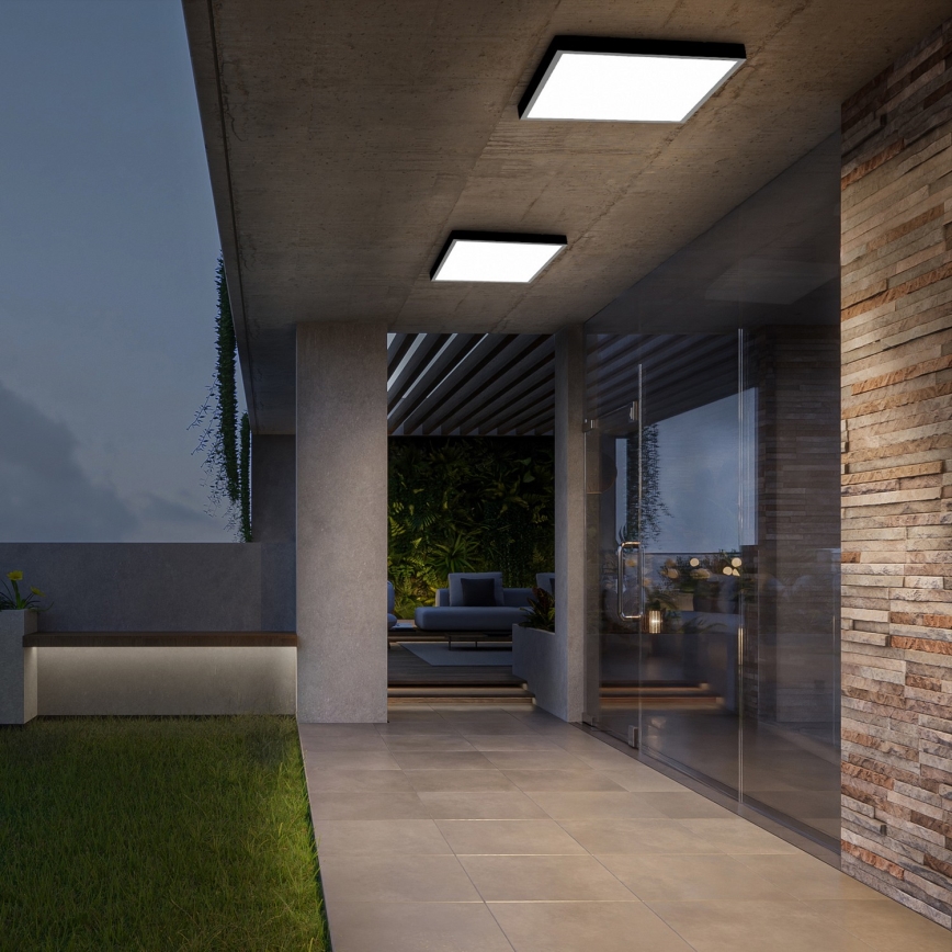 Brilagi - LED диммируемый потолочный светильник для ванной комнаты FRAME SMART LED/50W/230V 60x60 см 3000-6000K IP44 черный + пульт дистанционного управления