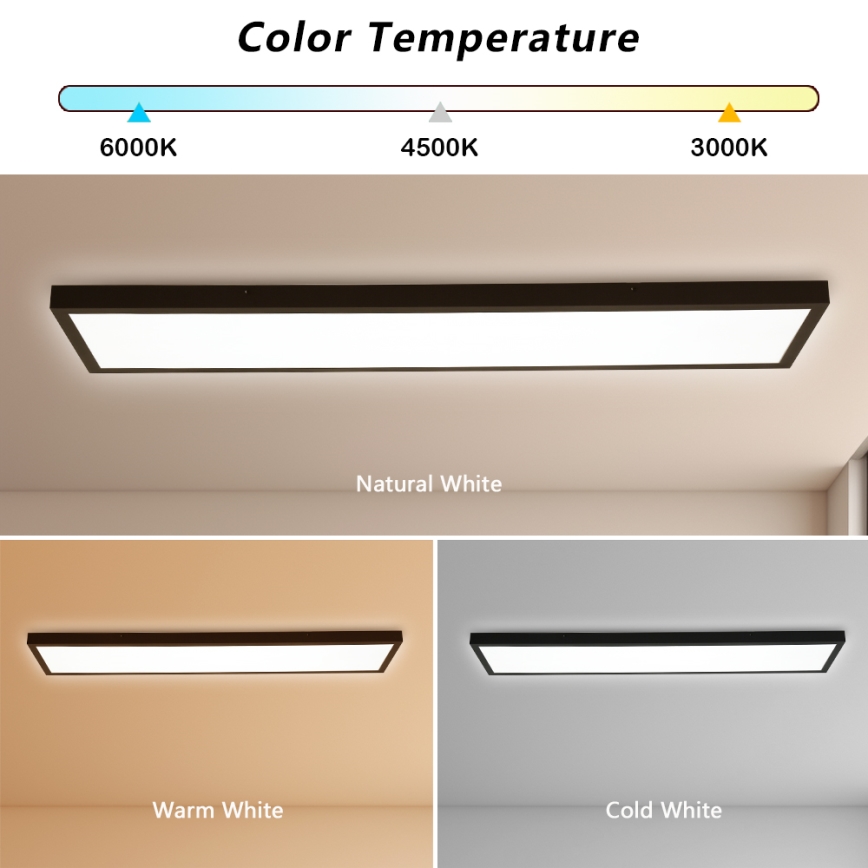 Brilagi - диммируемый LED потолочный светильник для ванной FRAME SMART LED/50W/230V 120x30 cm 3000-6000K IP44 черный + пульт дистанционного управления