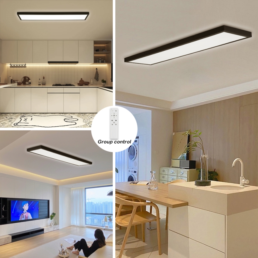 Brilagi - диммируемый LED потолочный светильник для ванной FRAME SMART LED/50W/230V 120x30 cm 3000-6000K IP44 черный + пульт дистанционного управления