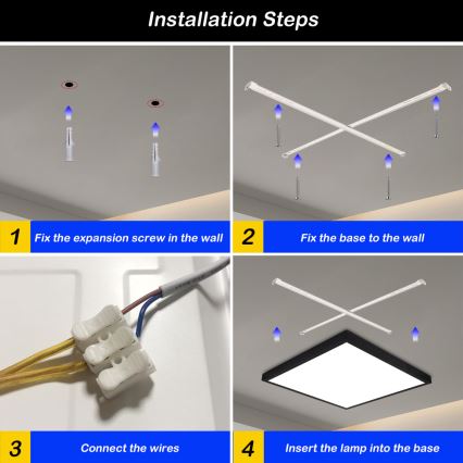 Brilagi - диммируемый LED потолочный светильник для ванной комнаты FRAME SMART LED/50W/230V 60x60 cm 3000-6000K IP44 чёрный + пульт дистанционного управления